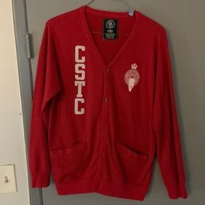 Crooks & Castles Cardigan Sweater/Size-XXL/RED/WHT